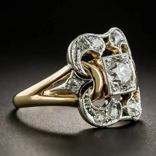 Elowen – Anillo Vintage Dorado con Circonita
