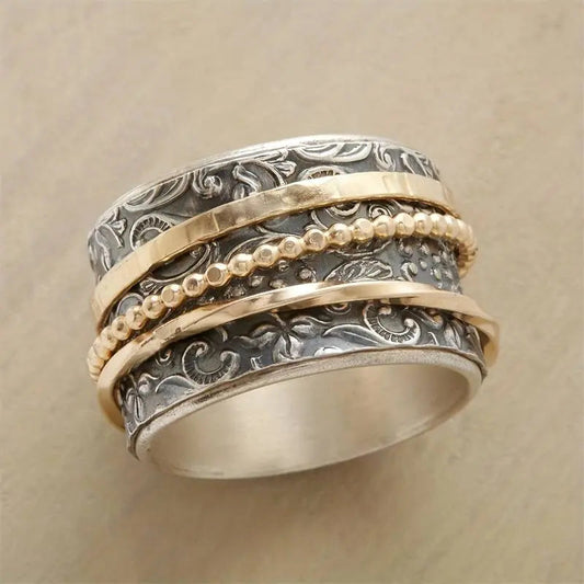Shyla – Anillo Antiguo Bicolor en Oro y Plata