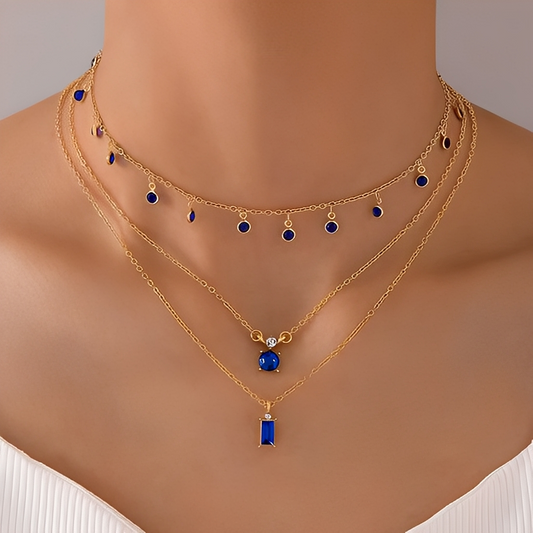 Sylva – Collar Vintage en Oro con Zirconias Azules