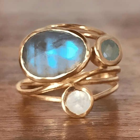 Luna – Anillo de Piedra de Luna Azul