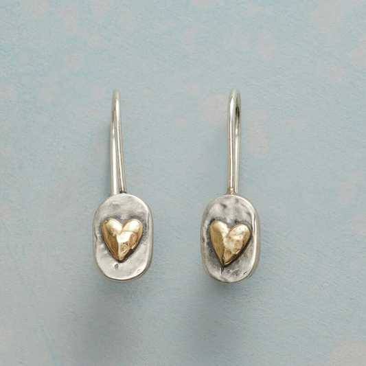 Amaya – Pendientes Vintage Plata & Corazón Dorado