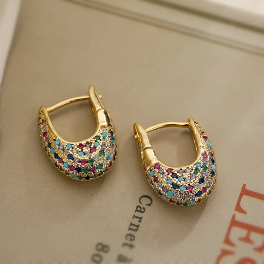 Arielle – Pendientes Elegantes Multicolores con Cristales Incrustados
