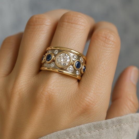 Sylvie – Anillo Vintage Dorado con Circonitas Incrustadas