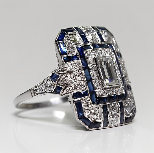 Mathilde – Anillo Plata & Zirconia Azul Vintage