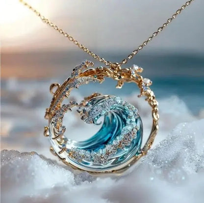 Resplandor Oceánico – Collar de Elegancia Baño de Oro