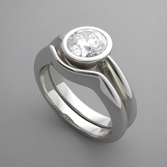 Aria – Anillo Vintage Plateado con Cristal Blanco Redondeado
