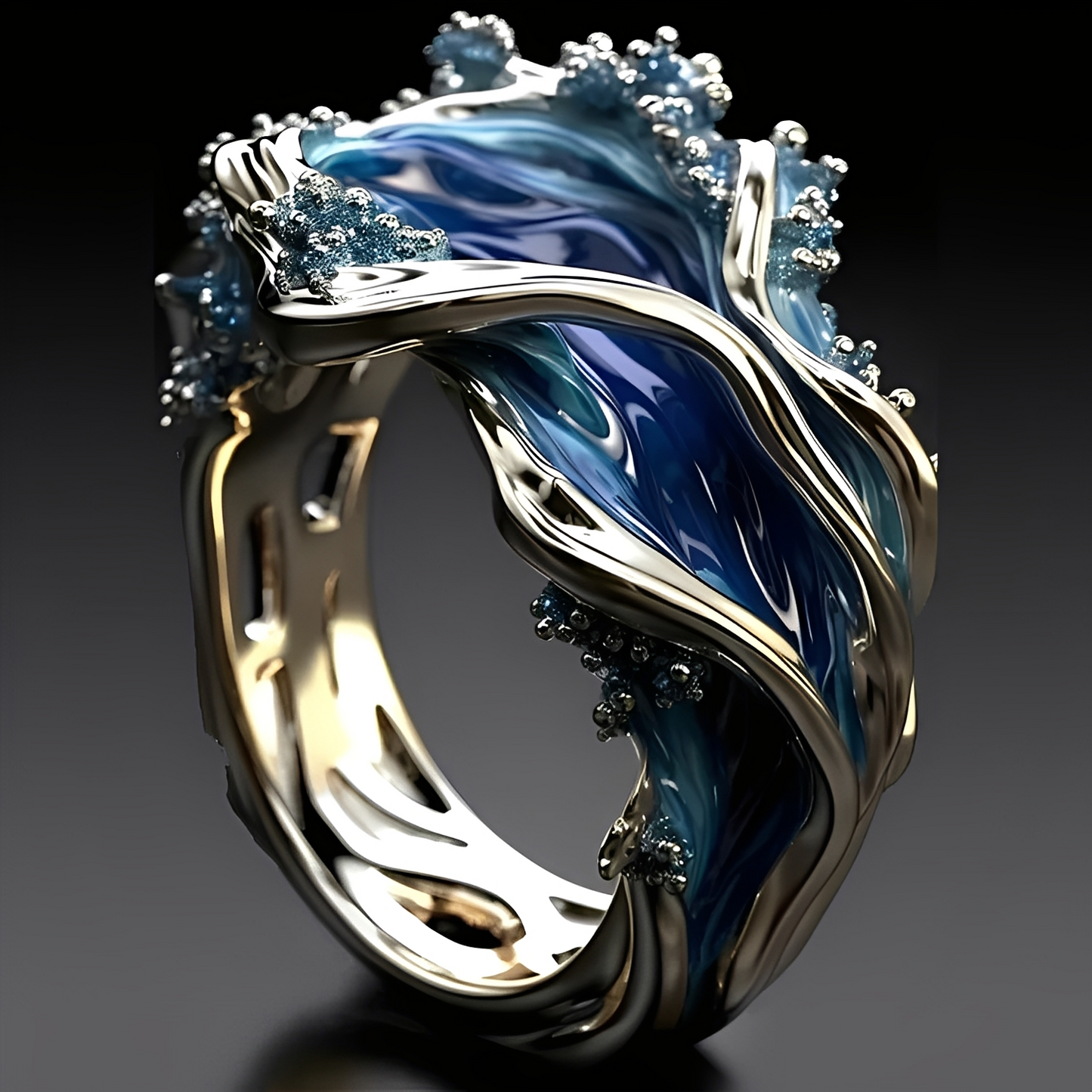 Bailey – Anillo Olas Océano Dorado Vintage