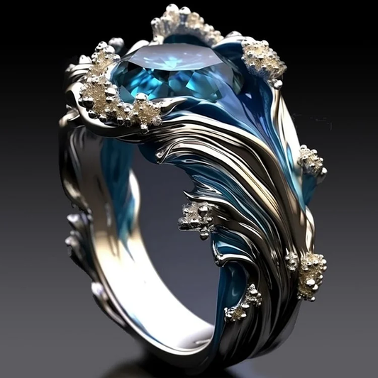 Jessa – Anillo Cristal Olas del Océano Vintage