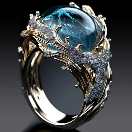 Selena – Anillo Vintage en Cristal del Océano