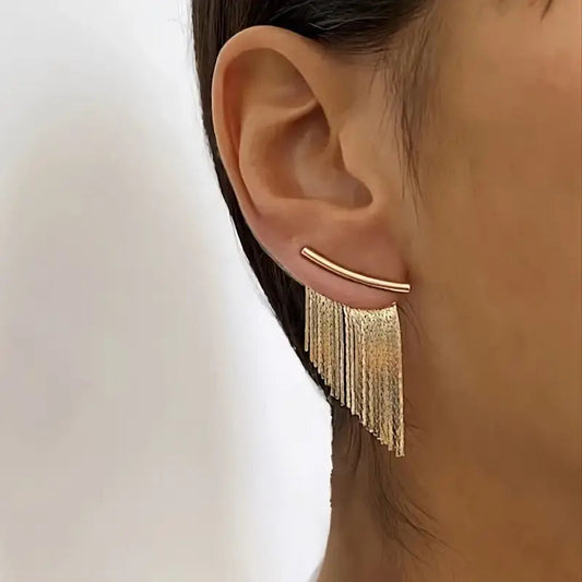 Cassy – Pendientes dorados estilo cortina