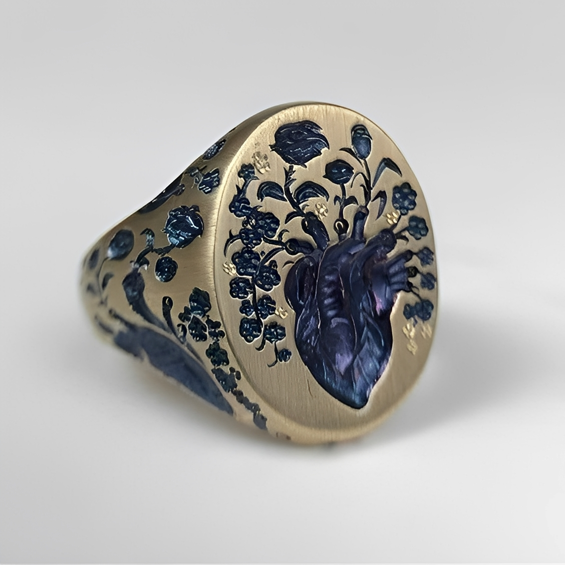 Bailey – Anillo Vintage Flor Azul en Oro