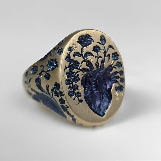 Bailey – Anillo Vintage Flor Azul en Oro