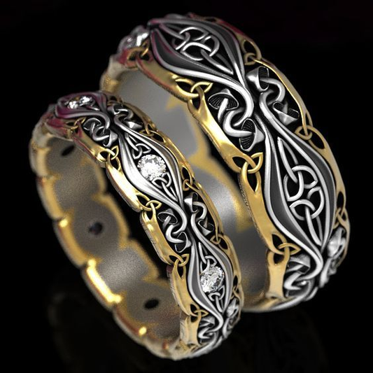 Evelyn – Anillo Vintage para Parejas en Dorado y Plateado