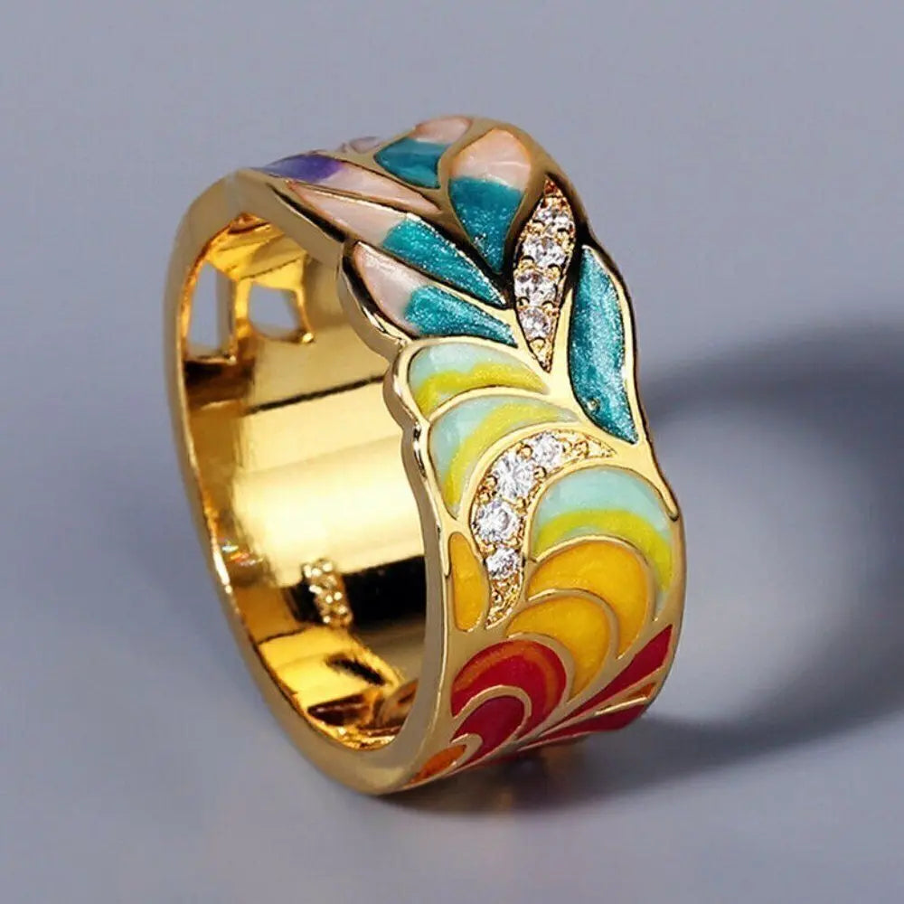 Isolde – Anillo Susurros de Flores Pintadas a Mano