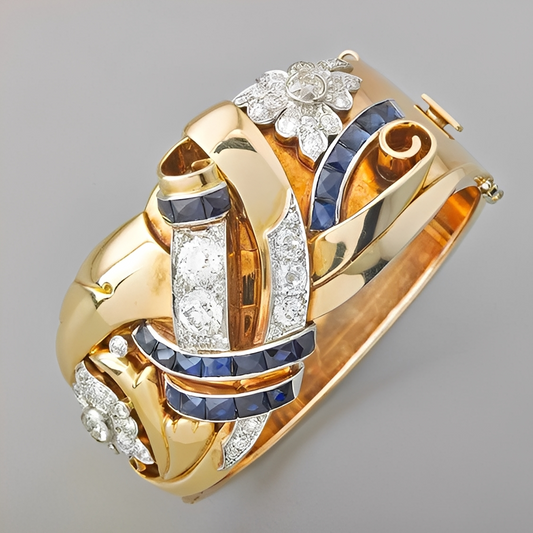 Mireille – Anillo Vintage Oro & Zircon Azul