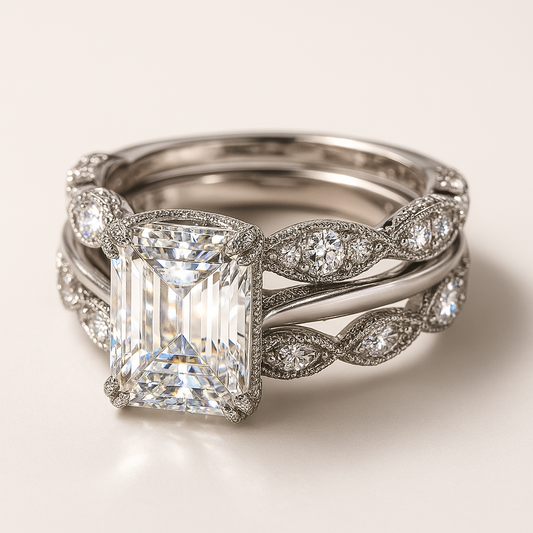 Mireille – Anillo Vintage Plateado con Capas Brillantes