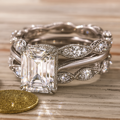 Mireille – Anillo Vintage Plateado con Capas Brillantes