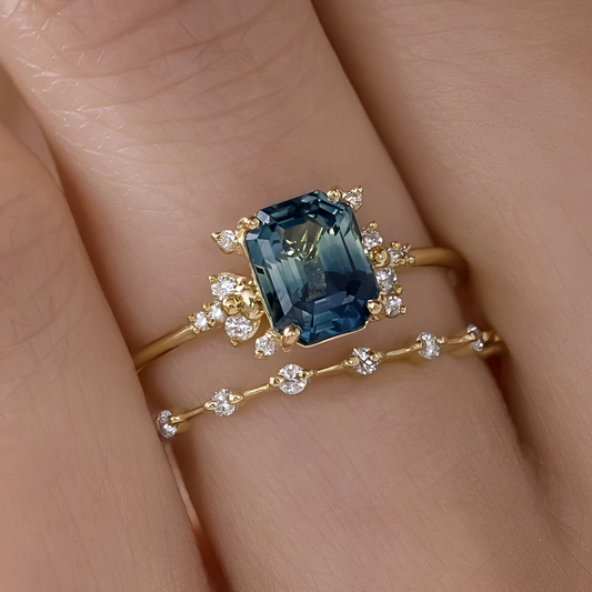Cressida – Conjunto de Anillos Brillo Zafiro