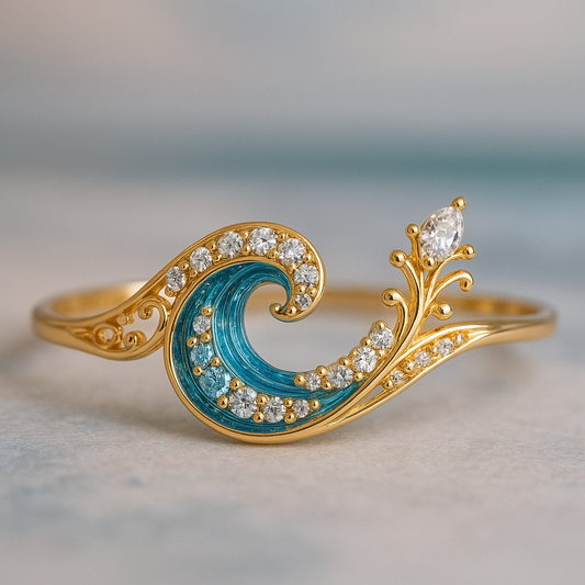 Oryll – Anillo de Olas con Brillo de Cristal Oceánico