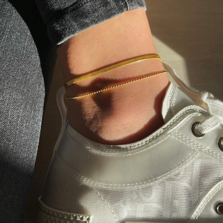 Arina – Tobillera Doble Cadena Estilo Serpiente