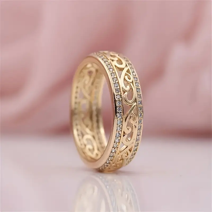 Elena – Anillo Dorado Hueco Brillante