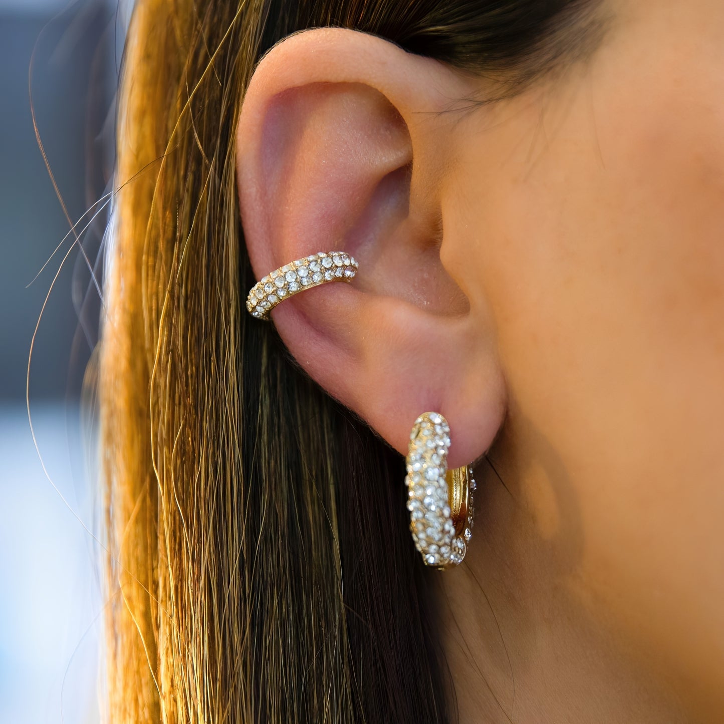 Celina – Pendientes Forma C con Rhinestones