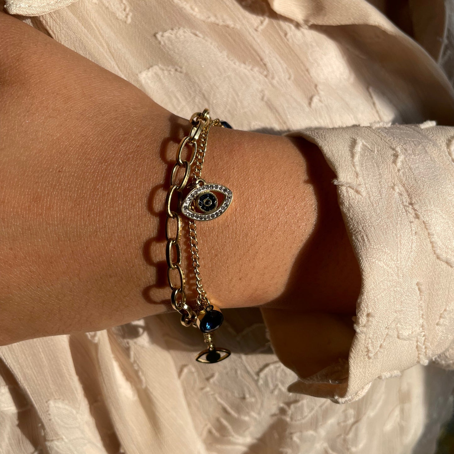 Sharnie – Pulsera Doble Cadena de Acero Elegante