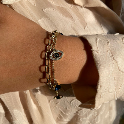 Sharnie – Pulsera Doble Cadena de Acero Elegante