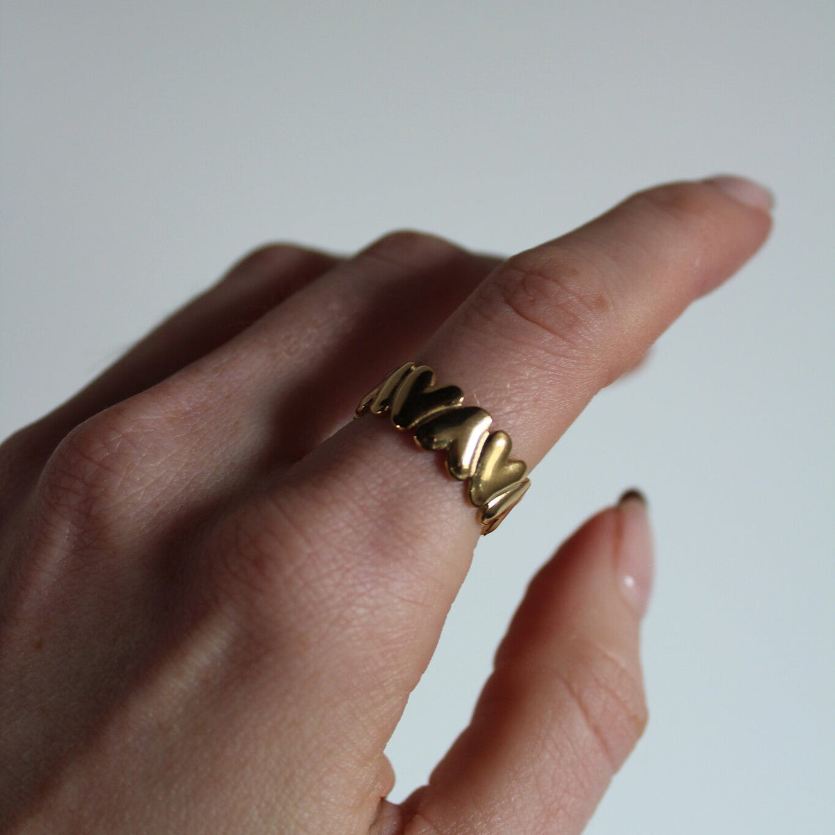 Damas Anillo Ancho Ajustable con Diseño de Hoja Superpuesta