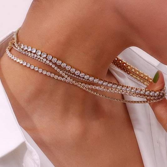 Linnea – Collar de Tenis Dorado con Piedras Brillantes