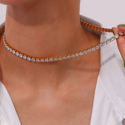 Linnea – Collar de Tenis Dorado con Piedras Brillantes