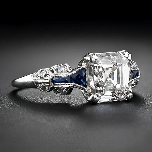 Perrine – Anillo Vintage Azul Brillante en Plata