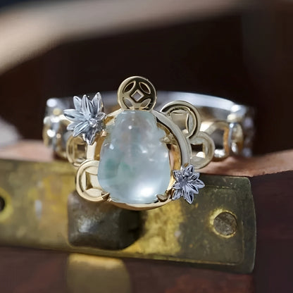 Hanny – Anillo Vintage en Oro y Plata con Cristales Lunares