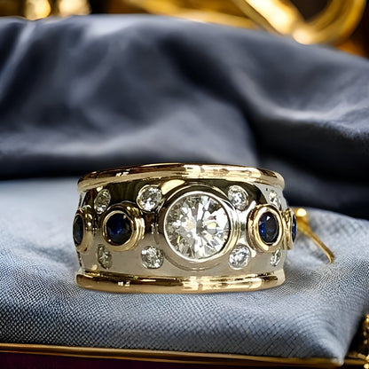 Sierra – Anillo Dorado Vintage con Circonita Incrustada