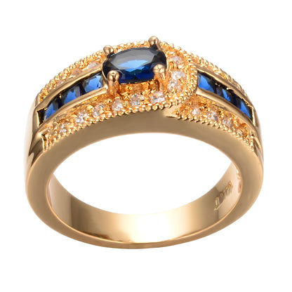 Marina – Anillo Dorado con Piedra Azul Brillante
