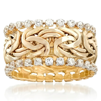 Ivy – Anillo Trenzado Vintage en Oro con Circonita