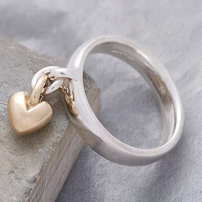 Maelie – Anillo Plata Corazón Móvil Estilo Retro