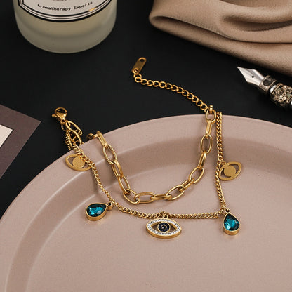 Sharnie – Pulsera Doble Cadena de Acero Elegante