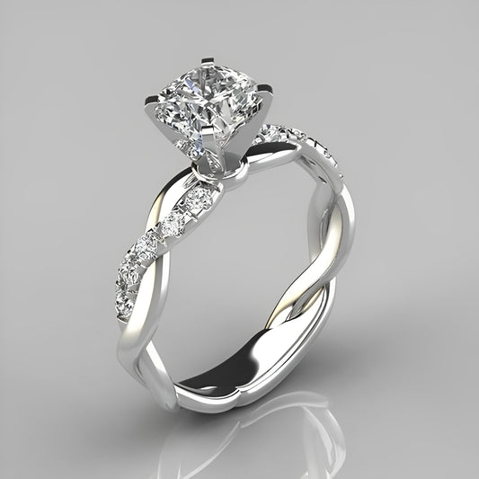 Zayna – Anillo Trenzado Vintage con Circonia Brillante