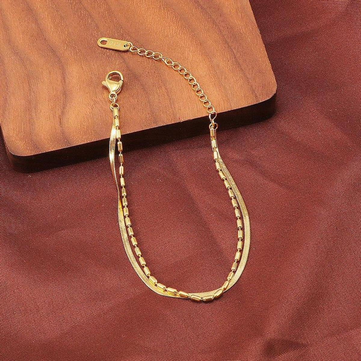 Elise – Pulsera Doble Cadena Estilo Minimalista