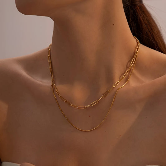 Emiko – Collar Doble Cadena Tipo Clip Elegante