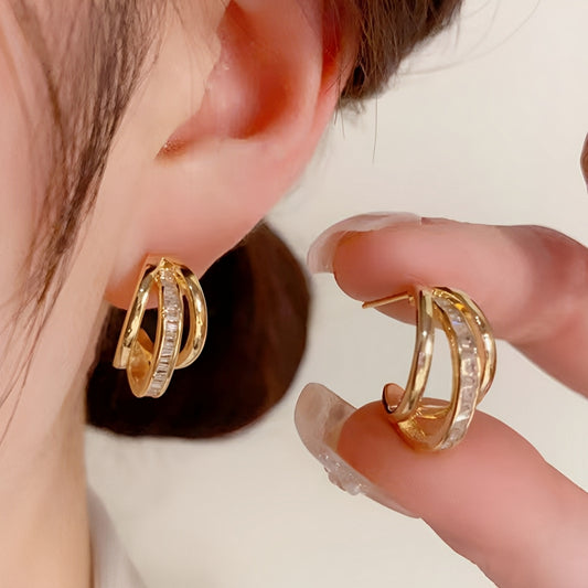 Valeria – Pendientes Triple Aro en Oro