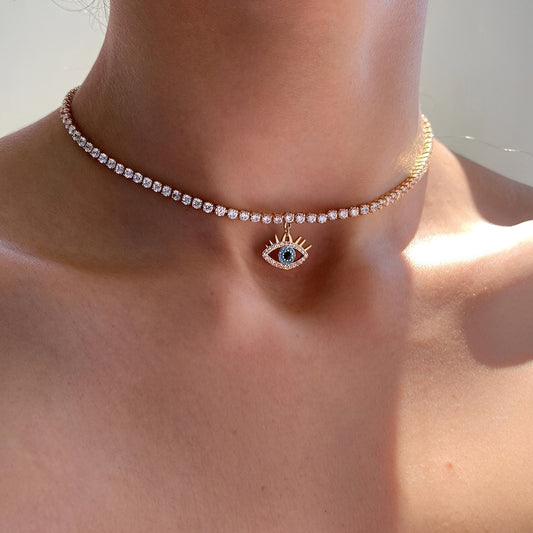 Lucy – Collar Ojo Protector con Cadena Delicada