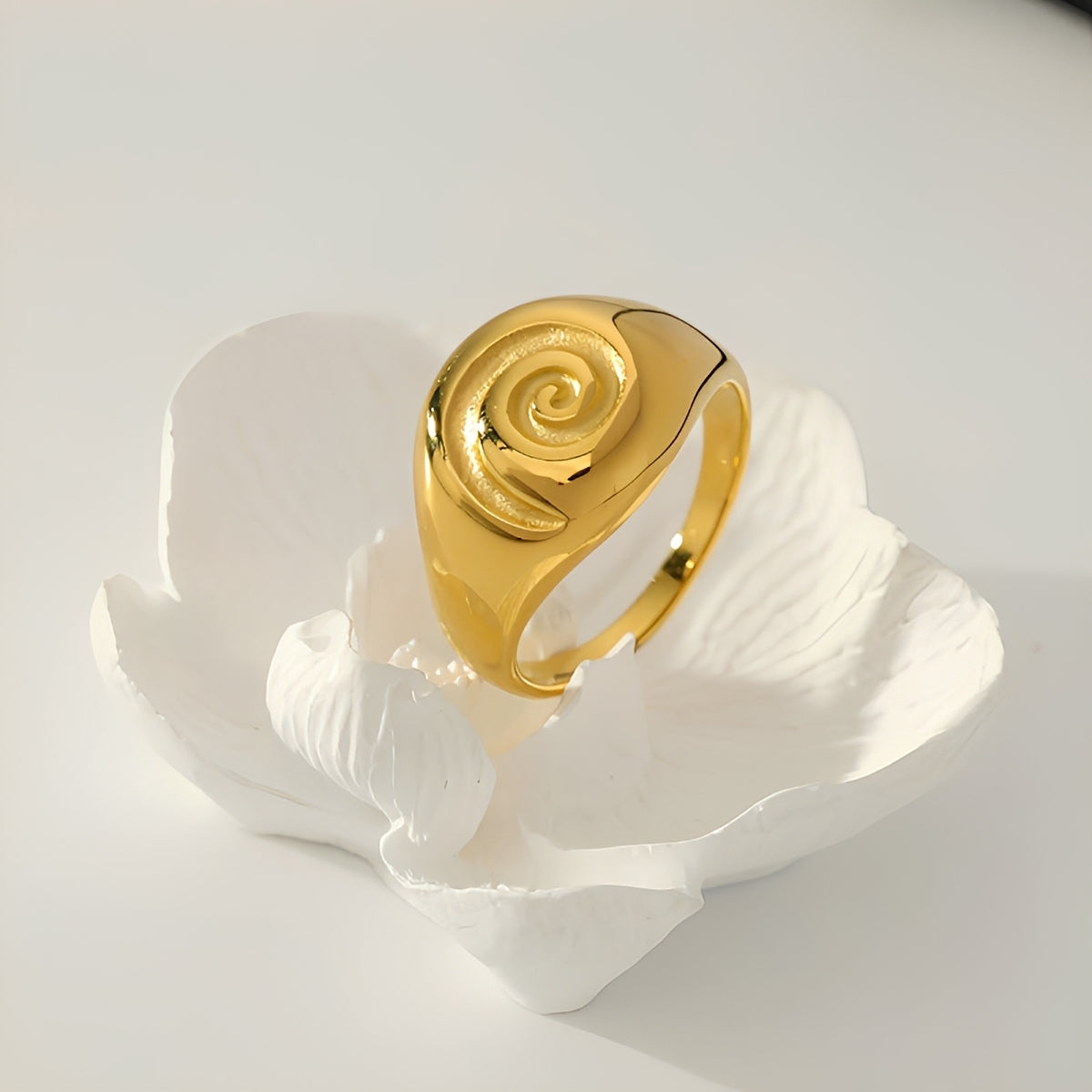 Rowena – Anillo Acero Diseño Ondulado Audaz