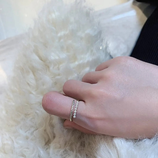Alina – Anillo Chic Ajustable en Oro & Zircon