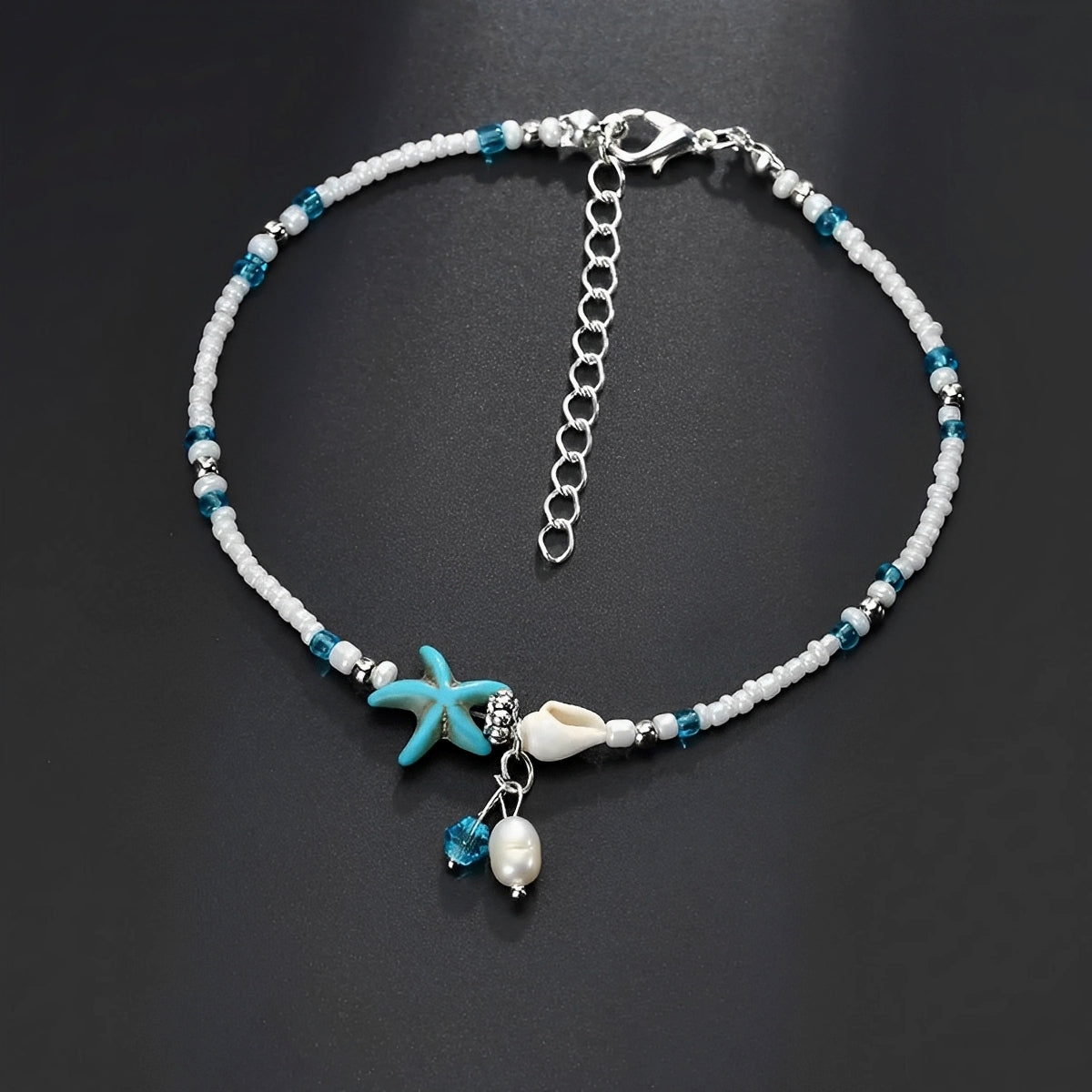 Isla – Pulsera Tobillo Estrella & Concha con Piedras Naturales