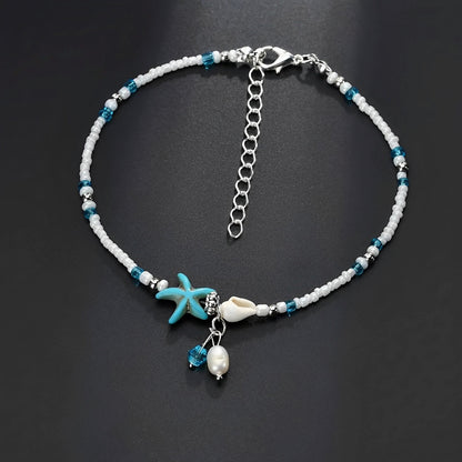 Isla – Pulsera Tobillo Estrella & Concha con Piedras Naturales