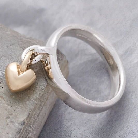 Miriam – Anillo Vintage en Plata Corazón Suspendido