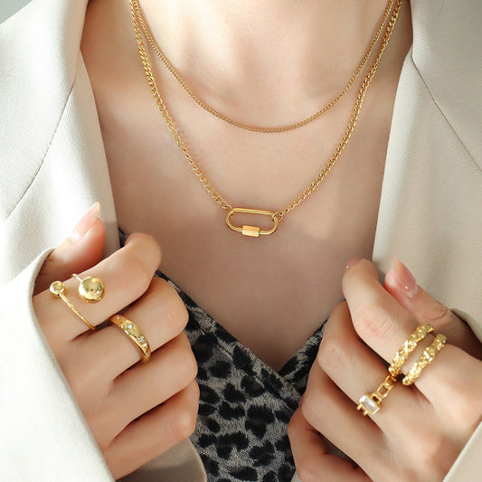 Naia – Collar Geométrico de Doble Capa Elegante