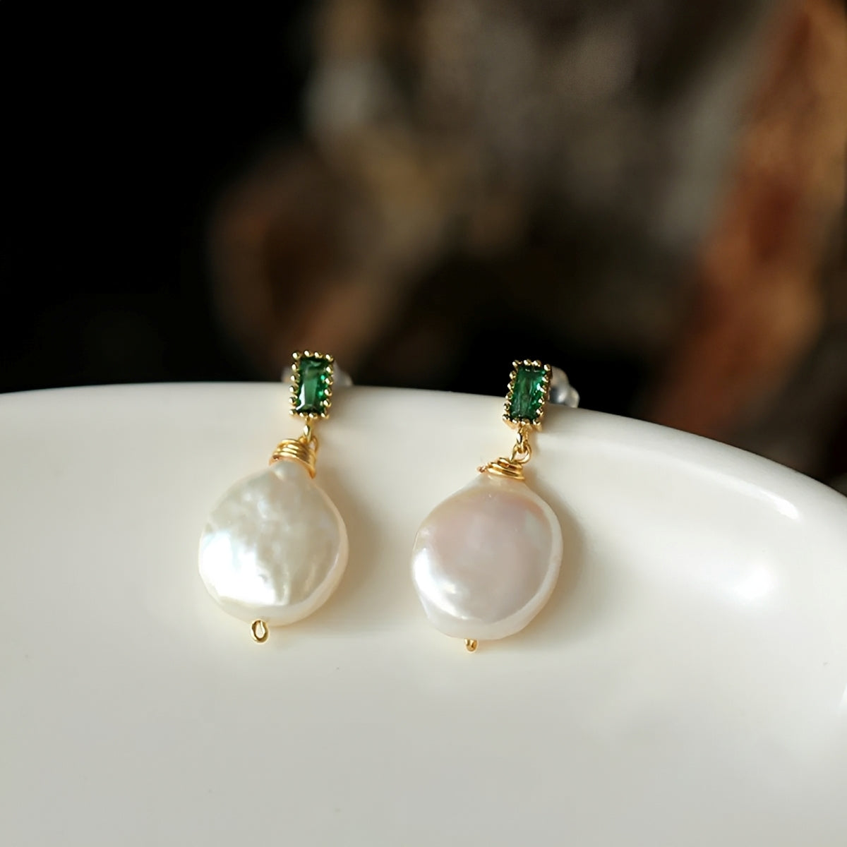 Carly – Pendientes Perla Esmeralda